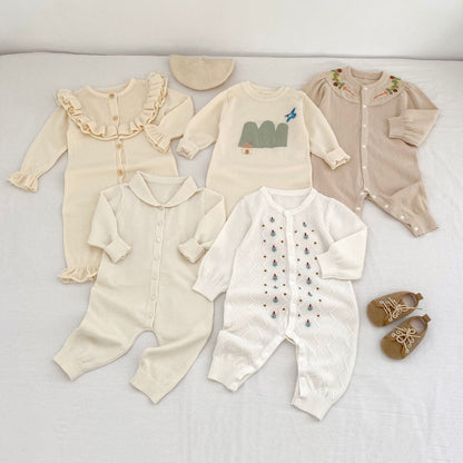 長袖ロンパース ビッグフリル襟ニットロンパース【mh0010853】