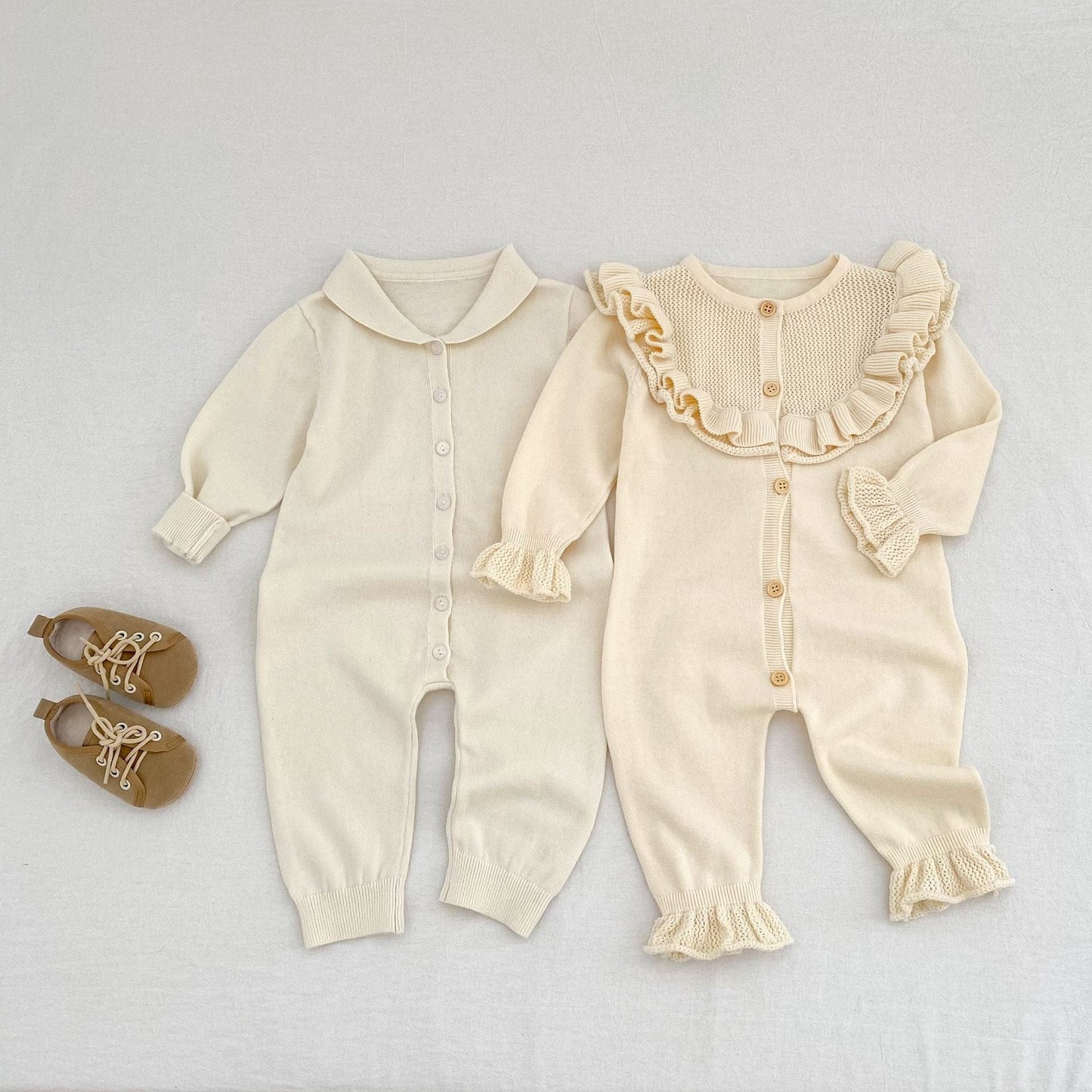 長袖ロンパース ビッグフリル襟ニットロンパース【mh0010853】