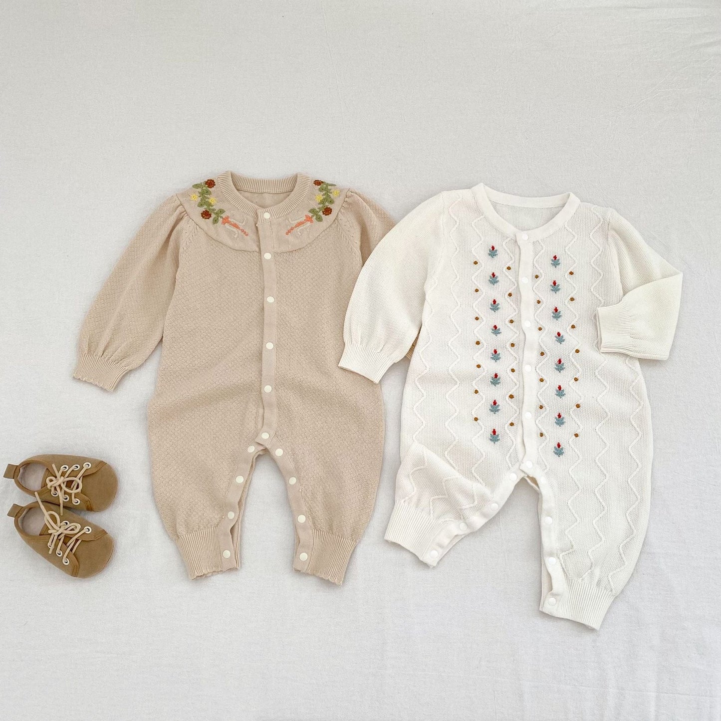 長袖ロンパース ビッグフリル襟ニットロンパース【mh0010853】