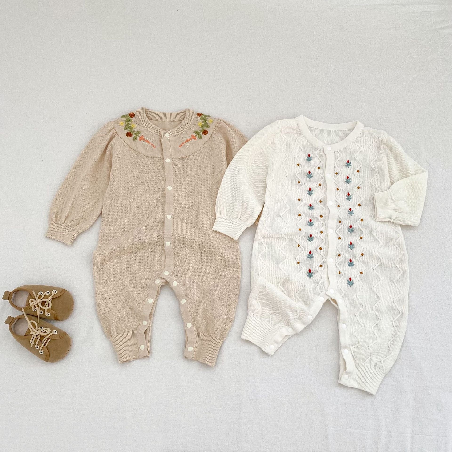 長袖ロンパース ビッグフリル襟ニットロンパース【mh0010853】