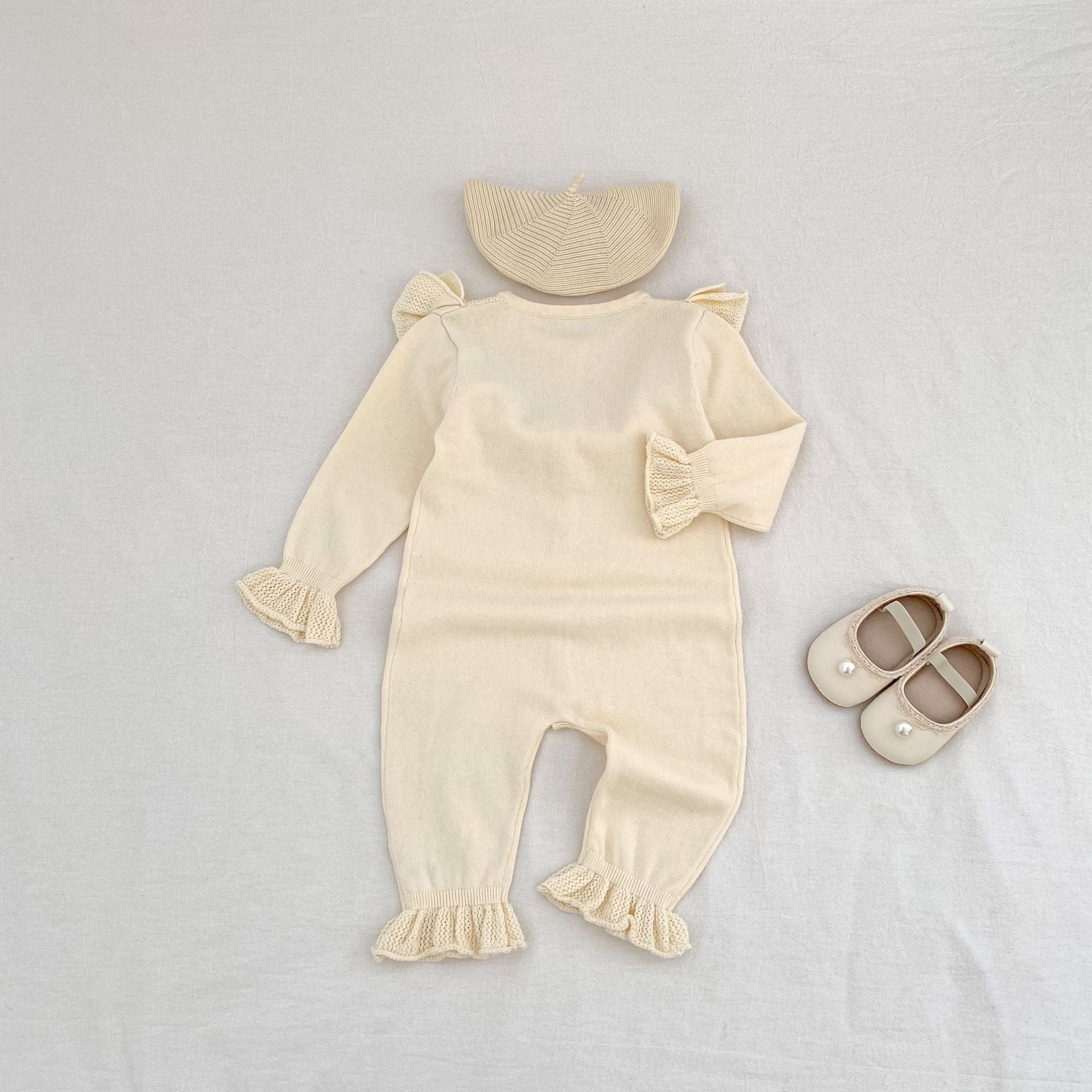 長袖ロンパース ビッグフリル襟ニットロンパース【mh0010853】