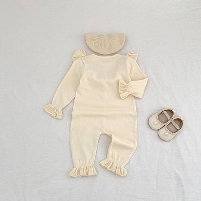 長袖ロンパース ビッグフリル襟ニットロンパース【mh0010853】