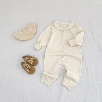 長袖ロンパース 襟付きシンプル長袖ニットロンパース【mh0010854】