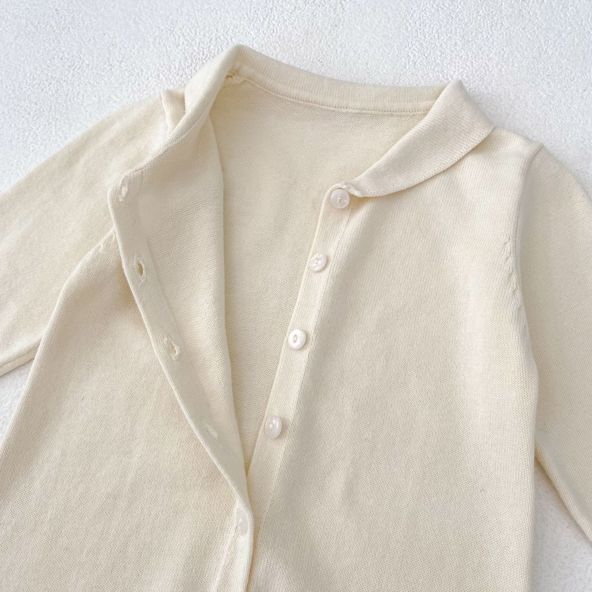 長袖ロンパース 襟付きシンプル長袖ニットロンパース【mh0010854】