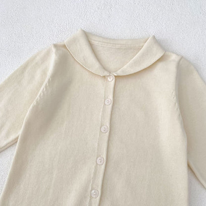 長袖ロンパース 襟付きシンプル長袖ニットロンパース【mh0010854】