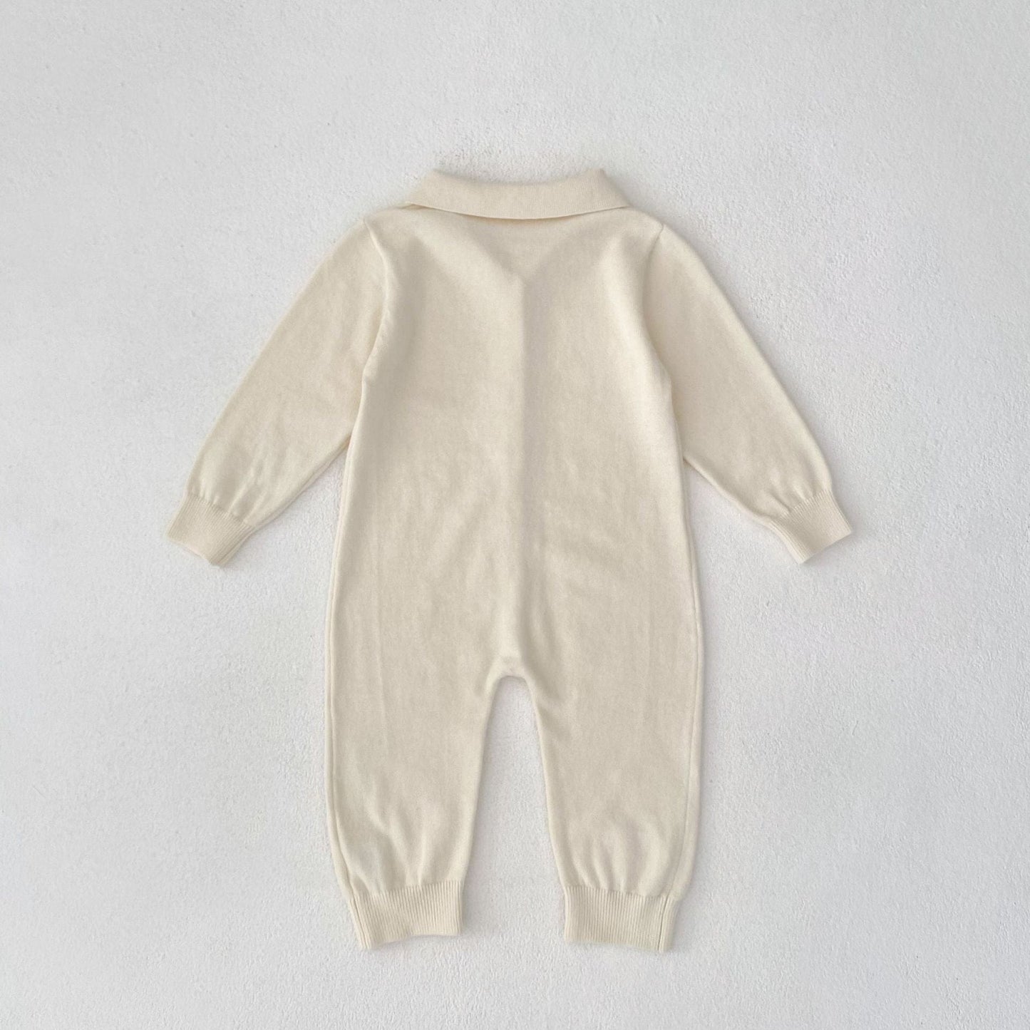 長袖ロンパース 襟付きシンプル長袖ニットロンパース【mh0010854】