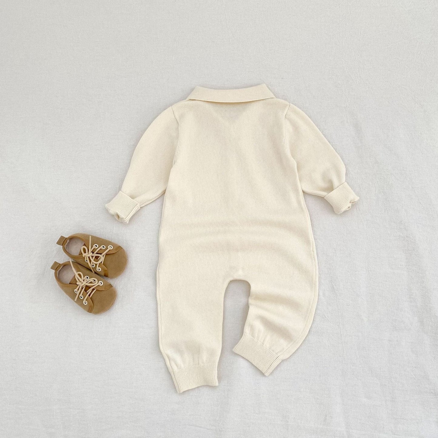 長袖ロンパース 襟付きシンプル長袖ニットロンパース【mh0010854】