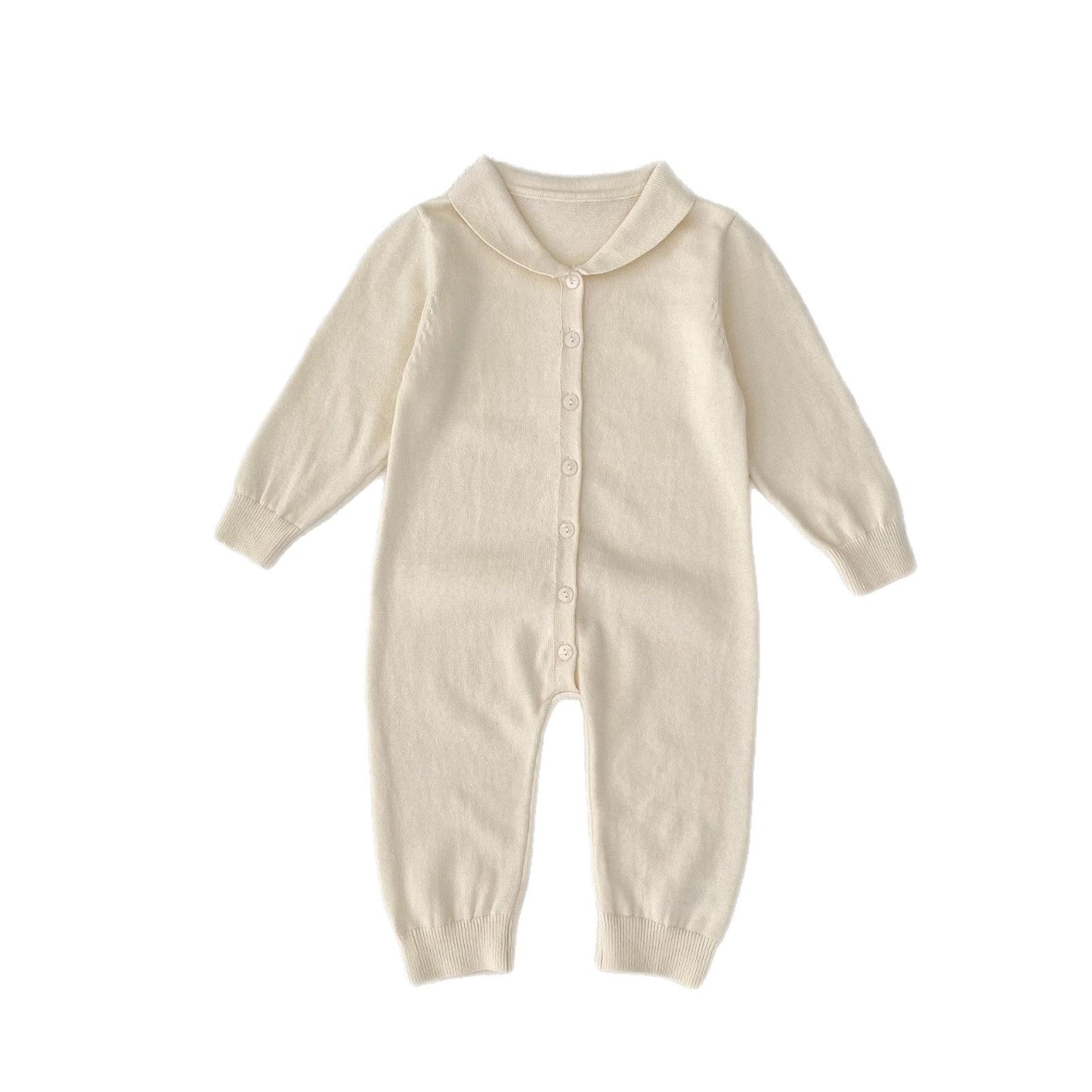 長袖ロンパース 襟付きシンプル長袖ニットロンパース【mh0010854】