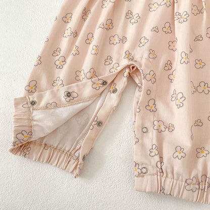 サロペットパンツ・サスペンダーパンツ 花柄プリントサロペットロンパース【mh0010856】