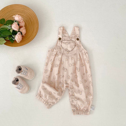 サロペットパンツ・サスペンダーパンツ 花柄プリントサロペットロンパース【mh0010856】