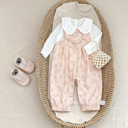 サロペットパンツ・サスペンダーパンツ 花柄プリントサロペットロンパース【mh0010856】