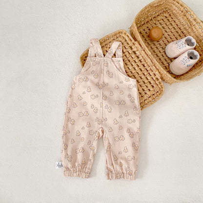 サロペットパンツ・サスペンダーパンツ 花柄プリントサロペットロンパース【mh0010856】