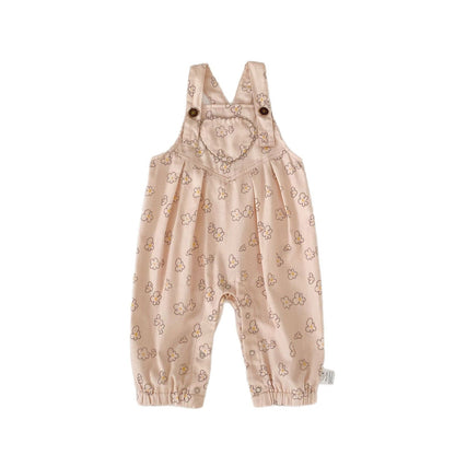 サロペットパンツ・サスペンダーパンツ 花柄プリントサロペットロンパース【mh0010856】