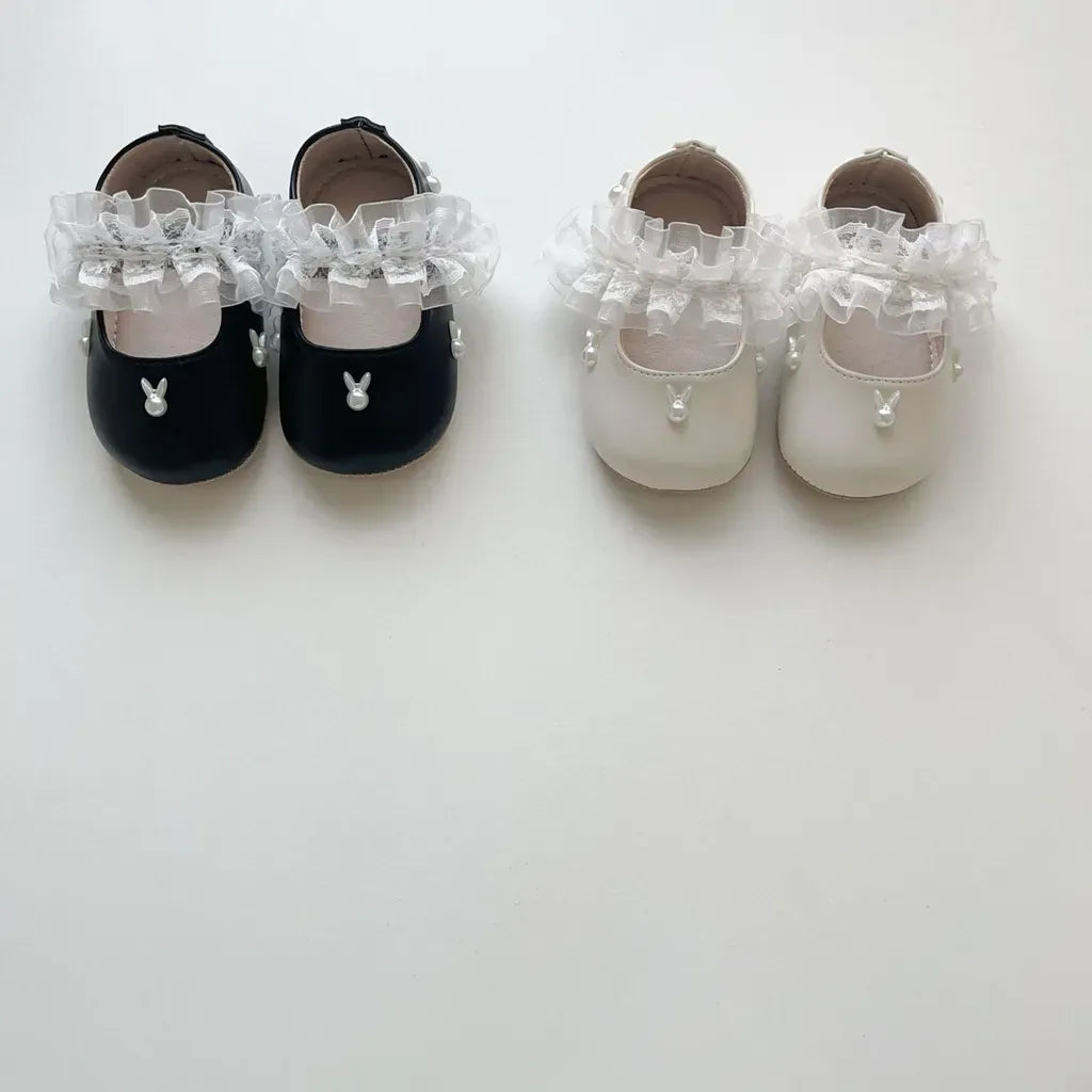 ベビー用靴 うさぎ刺繍ストラップシューズ ハートモチーフ付きベビーシューズ【mh0011071】