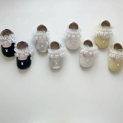 ベビー用靴 うさぎ刺繍ストラップシューズ ハートモチーフ付きベビーシューズ【mh0011071】