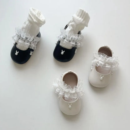 ベビー用靴 うさぎ刺繍ストラップシューズ ハートモチーフ付きベビーシューズ【mh0011071】