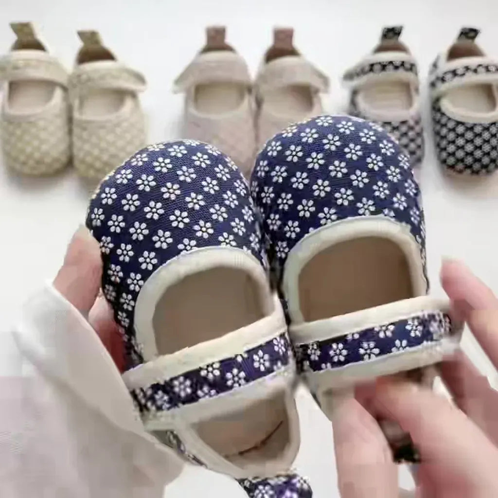 ベビー用靴 ベルクロストラップ花柄ファーストシューズ【mh0011073】
