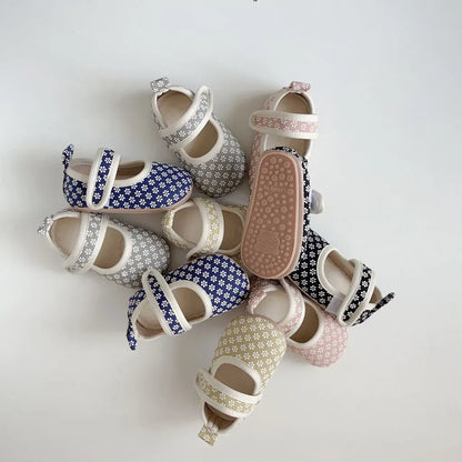 ベビー用靴 ベルクロストラップ花柄ファーストシューズ【mh0011073】