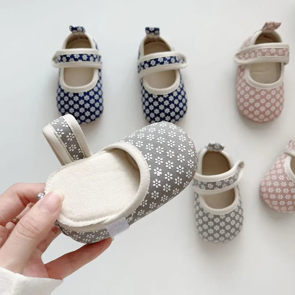 ベビー用靴 ベルクロストラップ花柄ファーストシューズ【mh0011073】