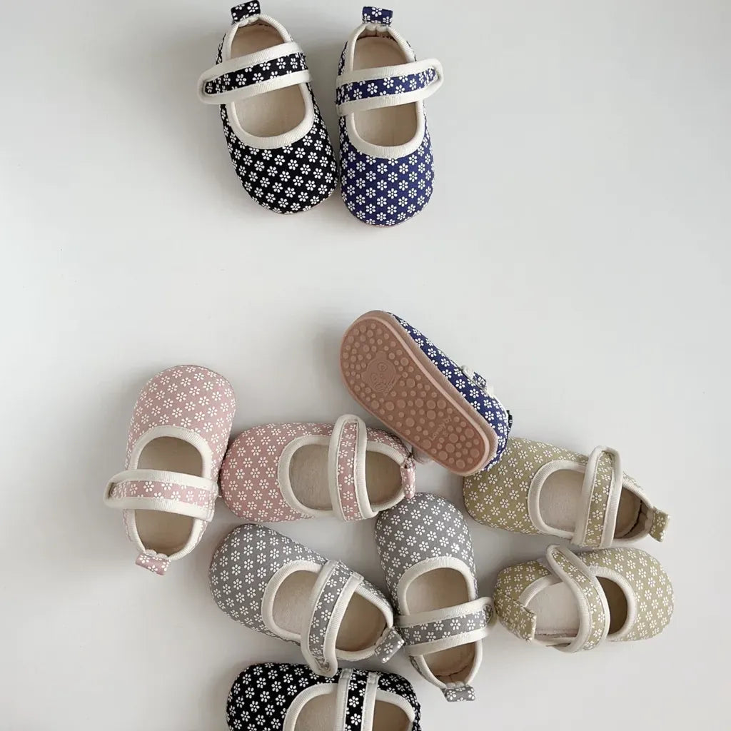 ベビー用靴 ベルクロストラップ花柄ファーストシューズ【mh0011073】