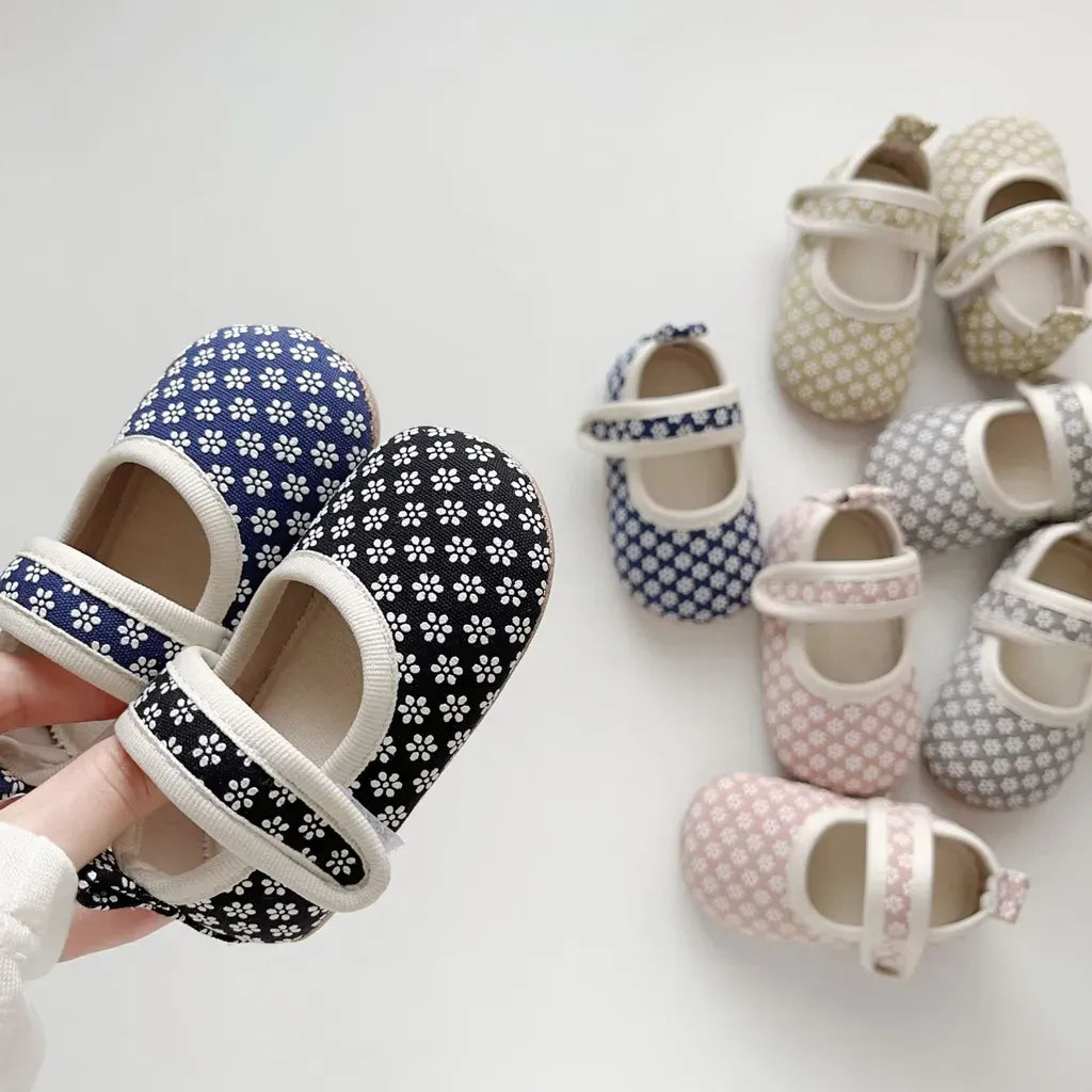 ベビー用靴 ベルクロストラップ花柄ファーストシューズ【mh0011073】