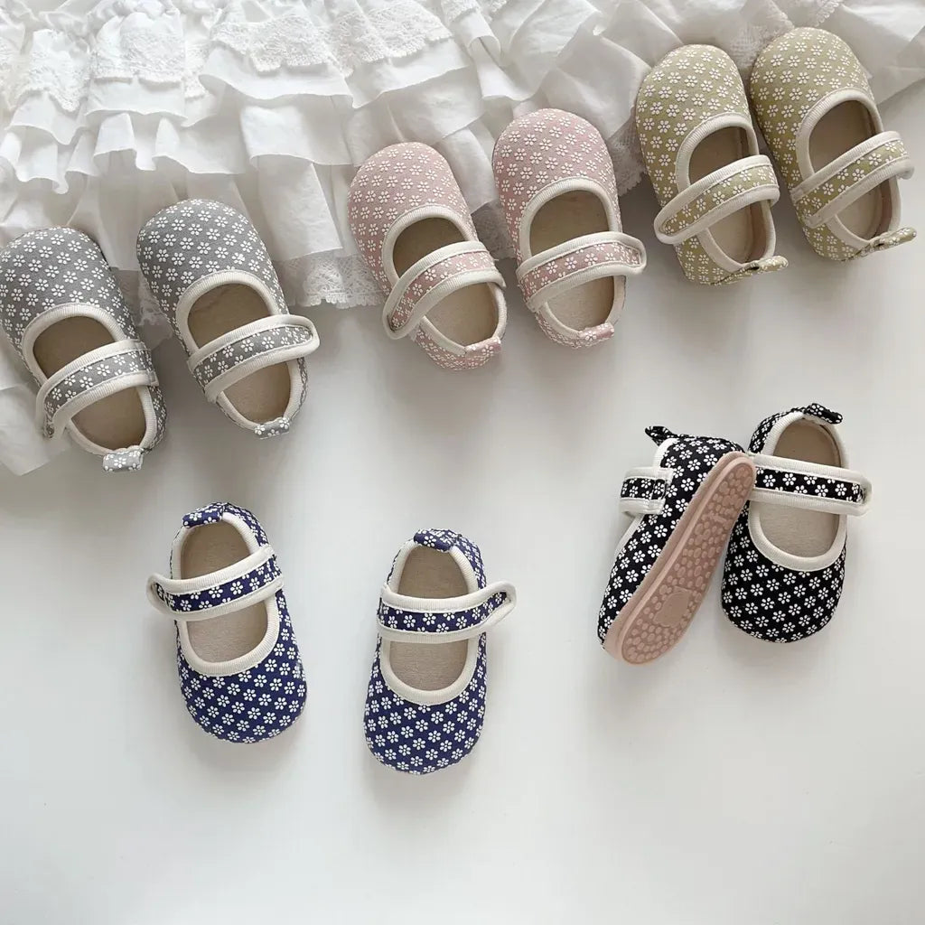ベビー用靴 ベルクロストラップ花柄ファーストシューズ【mh0011073】