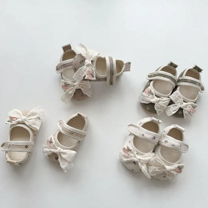 ベビー用靴 さくらんぼ刺繍リボンソフトソールベビーシューズ【mh0011074】