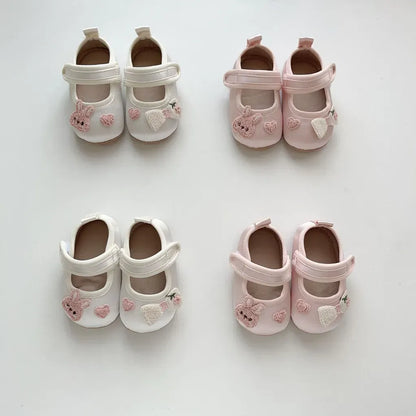 ベビー用靴 うさぎ刺繍ベルクロストラップベビーシューズ【mh0011075】