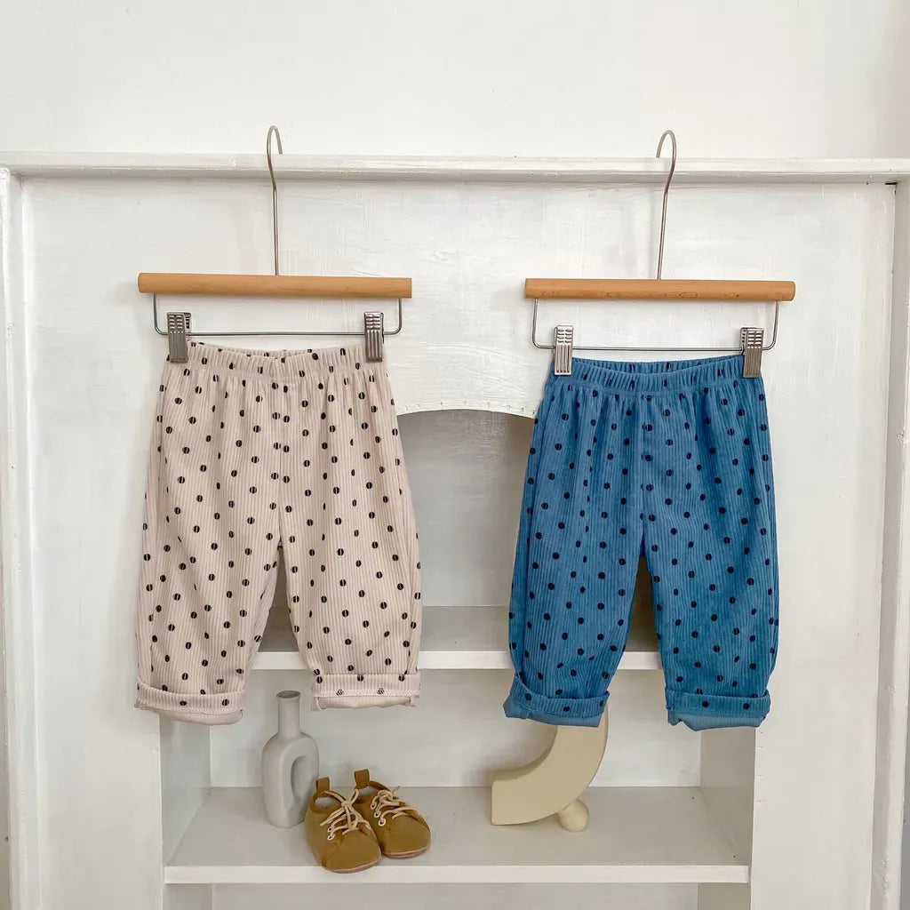 ロングパンツ・スウェットパンツ ドット柄コーデュロイパンツ【mh0011078】