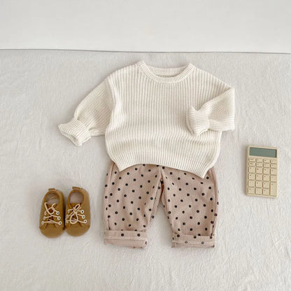 ロングパンツ・スウェットパンツ ドット柄コーデュロイパンツ【mh0011078】