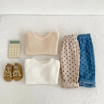 ロングパンツ・スウェットパンツ ドット柄コーデュロイパンツ【mh0011078】