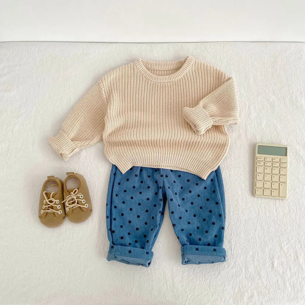 ロングパンツ・スウェットパンツ ドット柄コーデュロイパンツ【mh0011078】