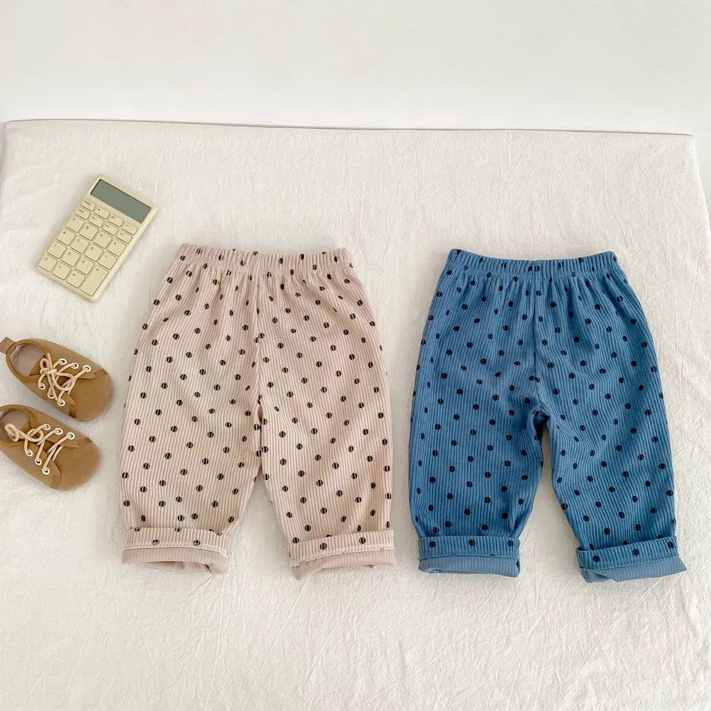 ロングパンツ・スウェットパンツ ドット柄コーデュロイパンツ【mh0011078】