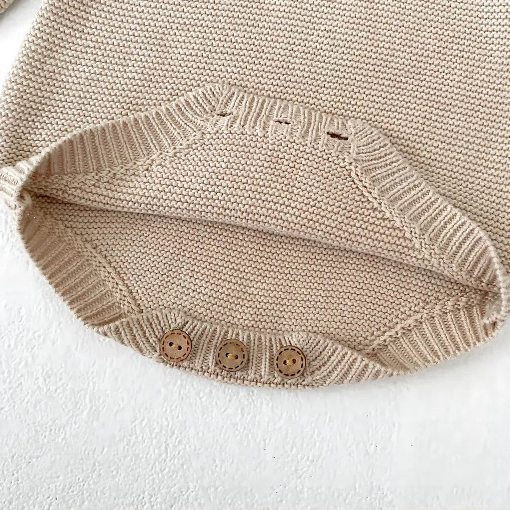 長袖ロンパース フリル襟透かし編みニットロンパース【mh0011079】