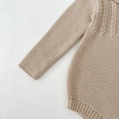 長袖ロンパース フリル襟透かし編みニットロンパース【mh0011079】