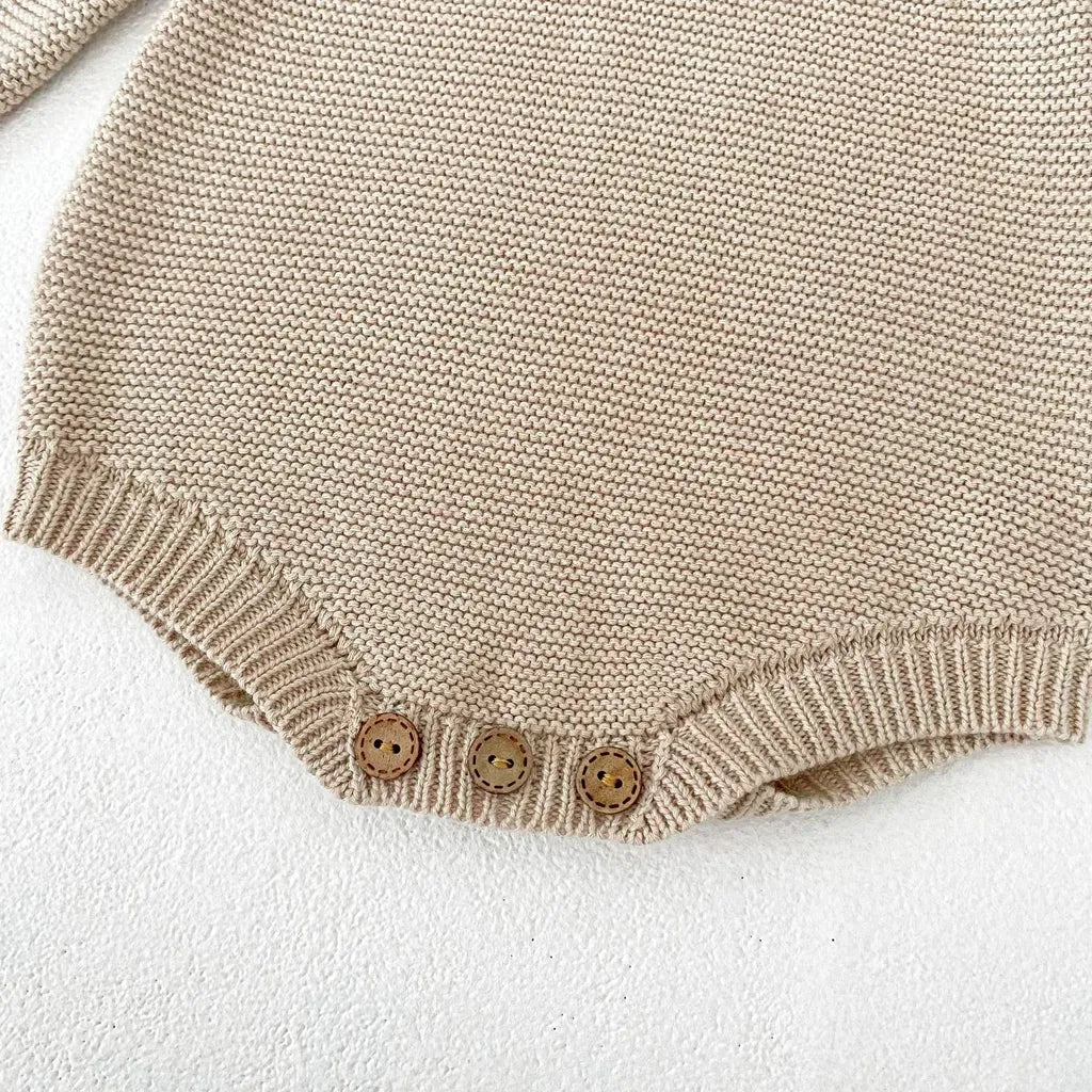 長袖ロンパース フリル襟透かし編みニットロンパース【mh0011079】