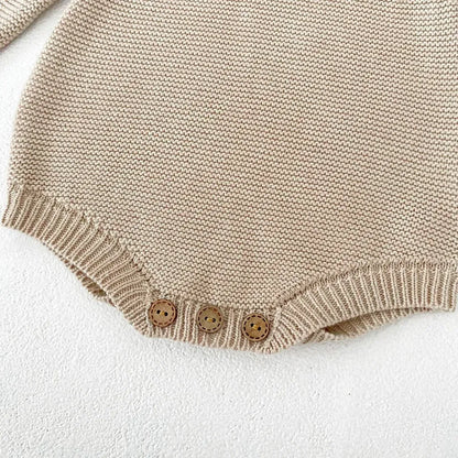 長袖ロンパース フリル襟透かし編みニットロンパース【mh0011079】