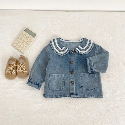 ショートコート・ジャケット・ジャンパー セーラー襟デニムジャケット【mh0011080】