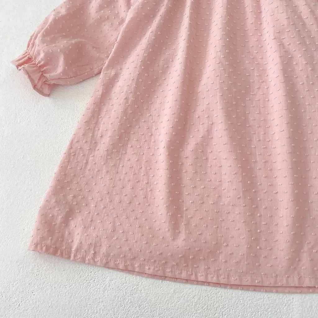 長袖ロンパース ドットエンボスフリル姉妹お揃いワンピース/ロンパース【mh0011083】