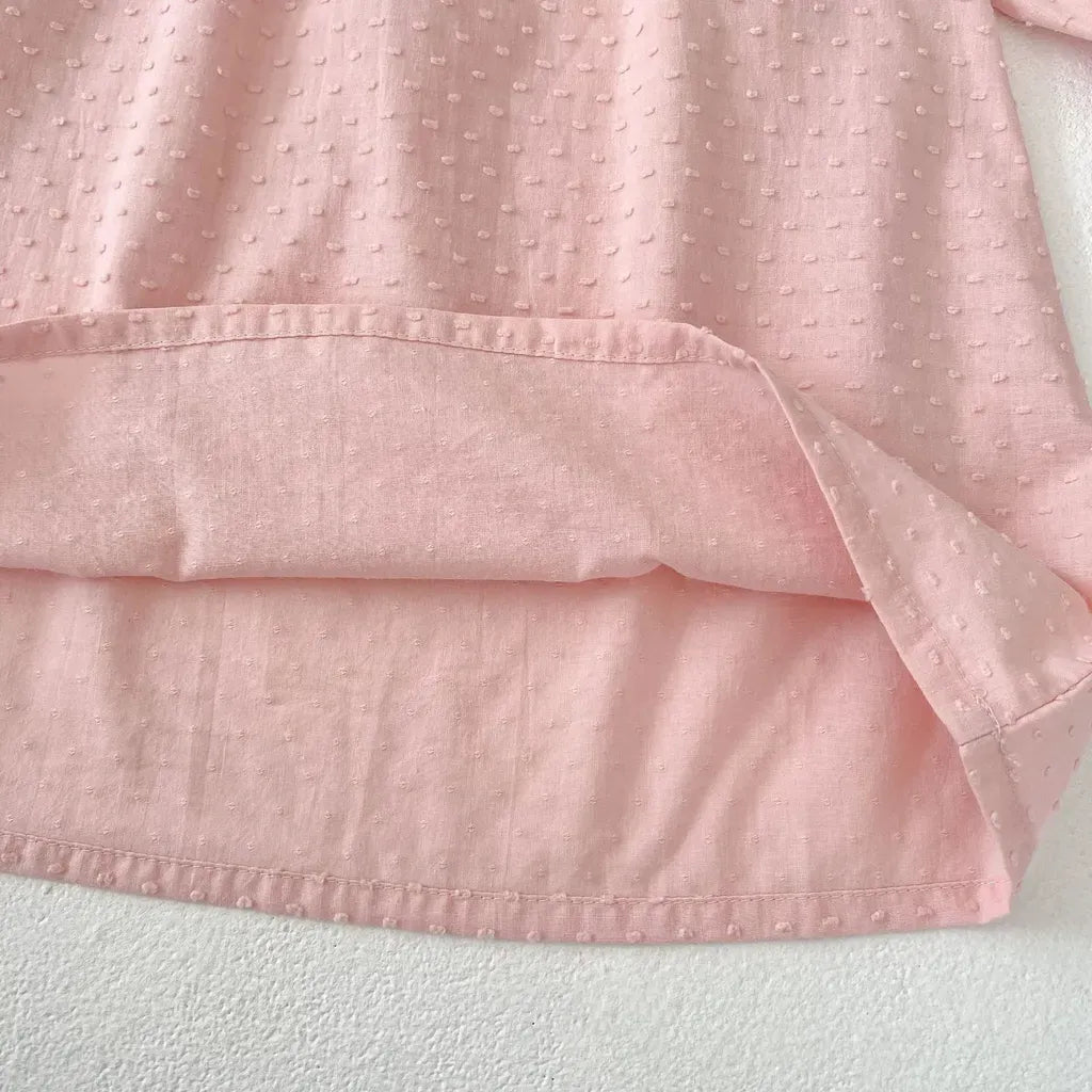 長袖ロンパース ドットエンボスフリル姉妹お揃いワンピース/ロンパース【mh0011083】