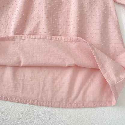 長袖ロンパース ドットエンボスフリル姉妹お揃いワンピース/ロンパース【mh0011083】