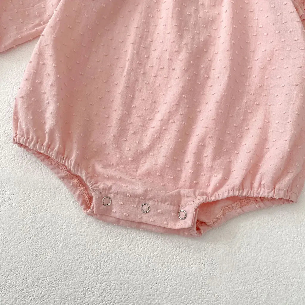 長袖ロンパース ドットエンボスフリル姉妹お揃いワンピース/ロンパース【mh0011083】