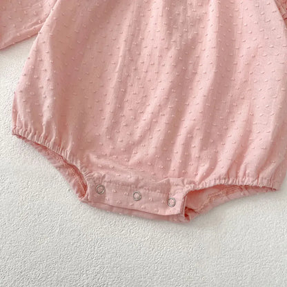 長袖ロンパース ドットエンボスフリル姉妹お揃いワンピース/ロンパース【mh0011083】