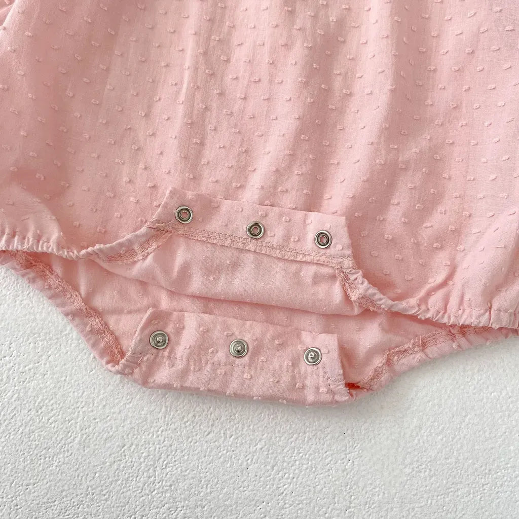 長袖ロンパース ドットエンボスフリル姉妹お揃いワンピース/ロンパース【mh0011083】