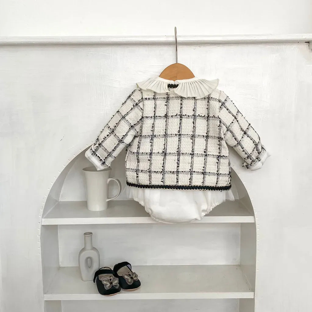 ロンパースセットアップ ファンシーツイードジャケット/チュールロンパース【mh0011085】