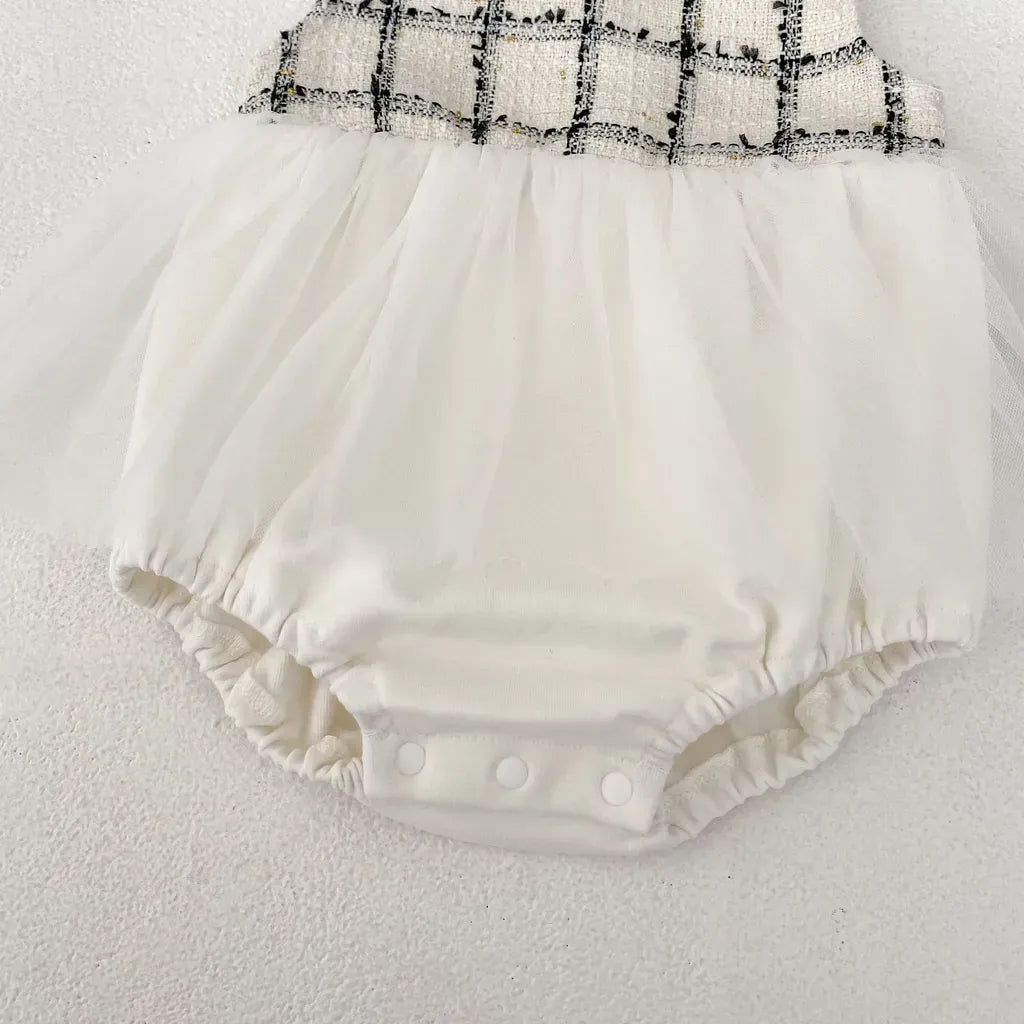 ロンパースセットアップ ファンシーツイードジャケット/チュールロンパース【mh0011085】