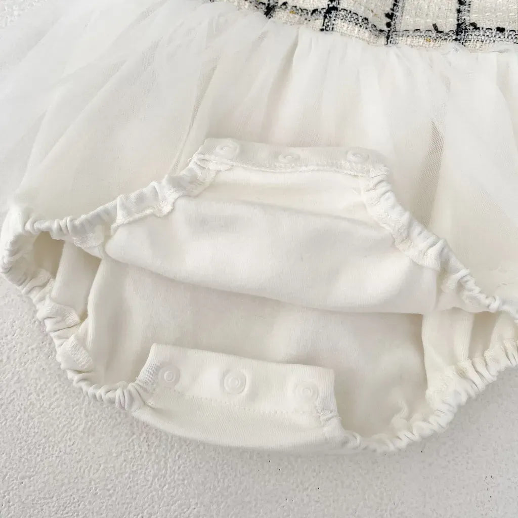 ロンパースセットアップ ファンシーツイードジャケット/チュールロンパース【mh0011085】