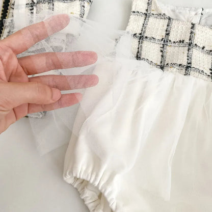 ロンパースセットアップ ファンシーツイードジャケット/チュールロンパース【mh0011085】