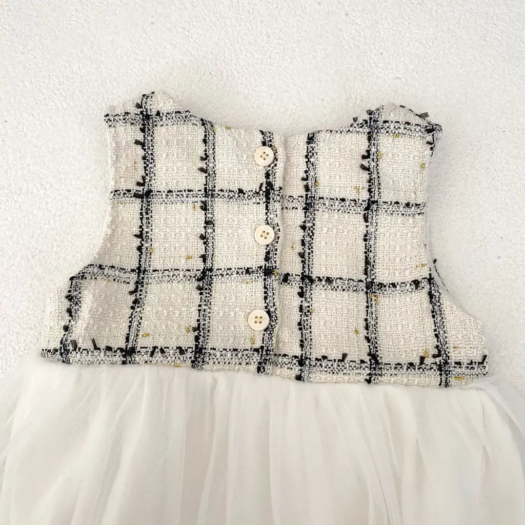 ロンパースセットアップ ファンシーツイードジャケット/チュールロンパース【mh0011085】