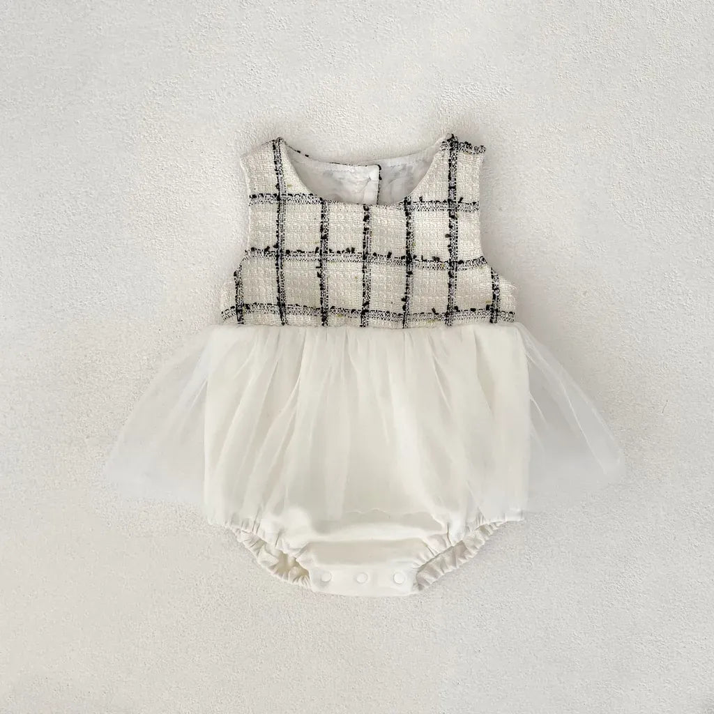 ロンパースセットアップ ファンシーツイードジャケット/チュールロンパース【mh0011085】